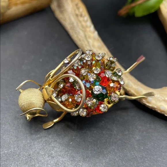 Crystal Bug brooch vintage - Picture 4 of 5